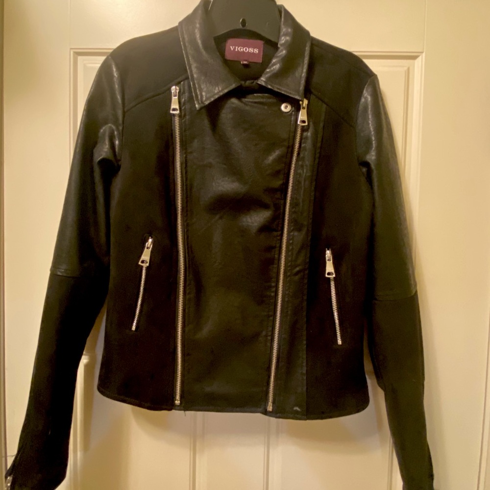 Faux suede/leather Moto jacket